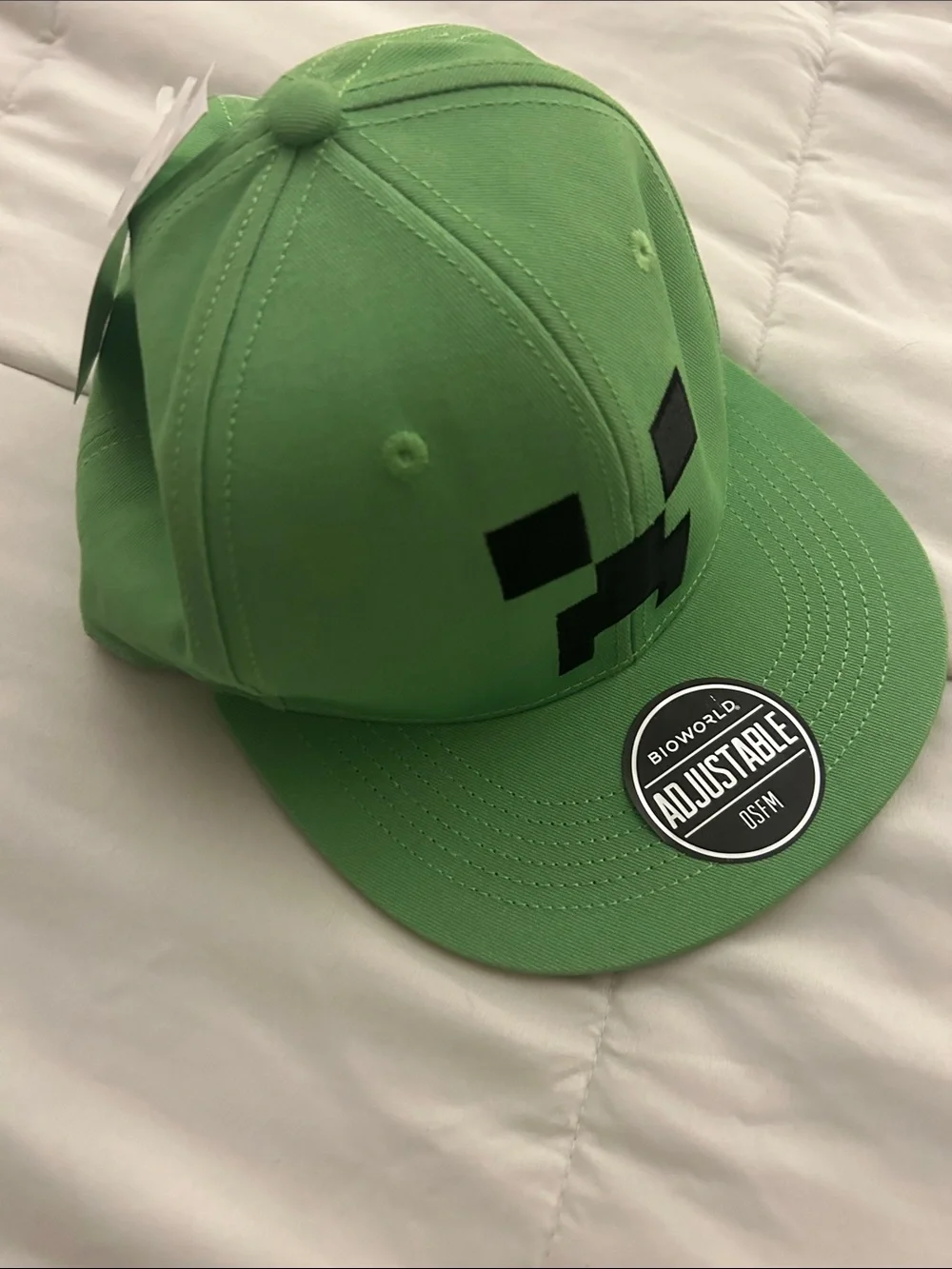 Bioworld Green Minecraft Creeper Snapback Hat with Black Face